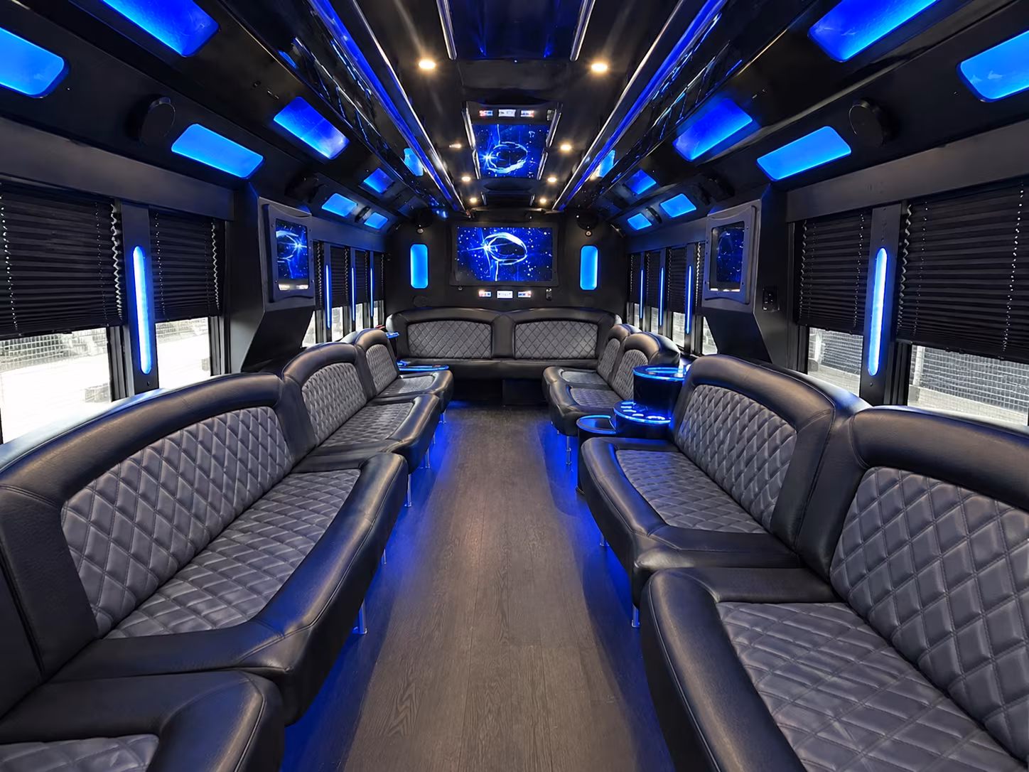 Group beside a Mercedes Sprinter limo in Orlando